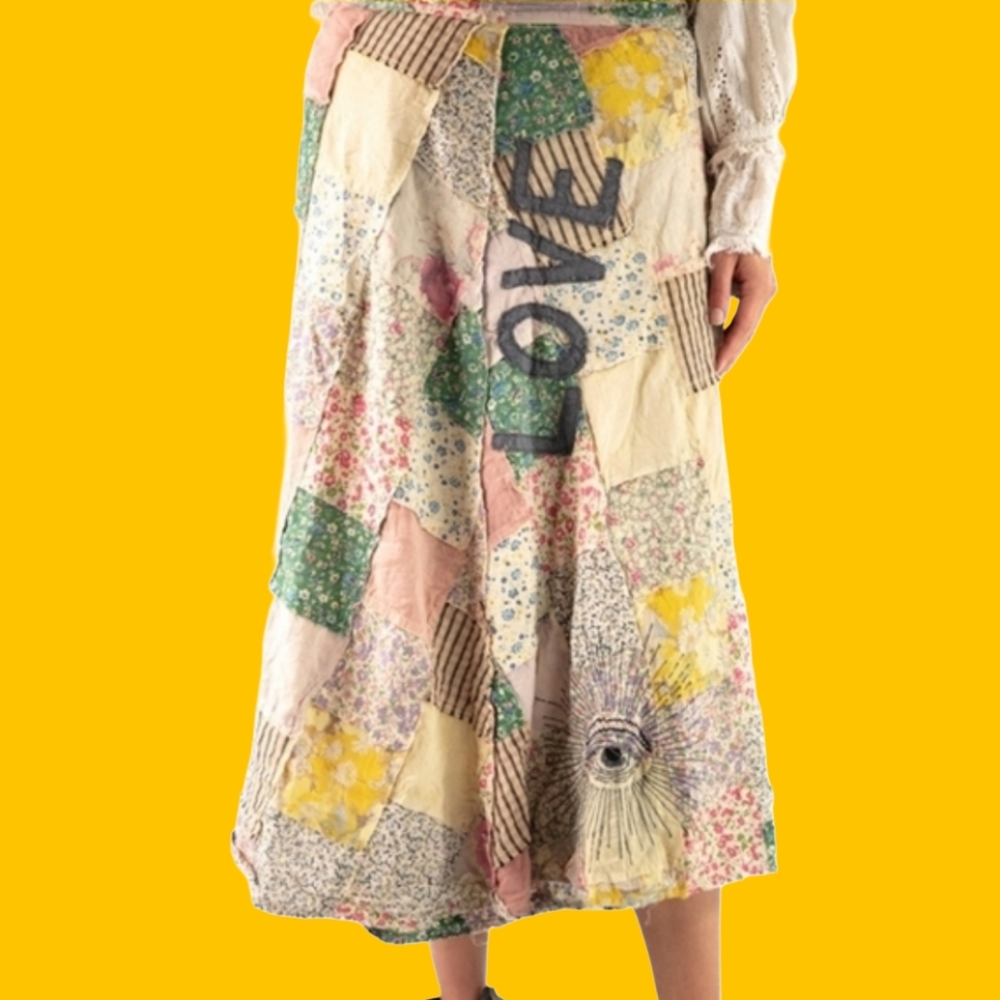 Magnolia Pearl Multicolor Patchwork A-Line Skirt